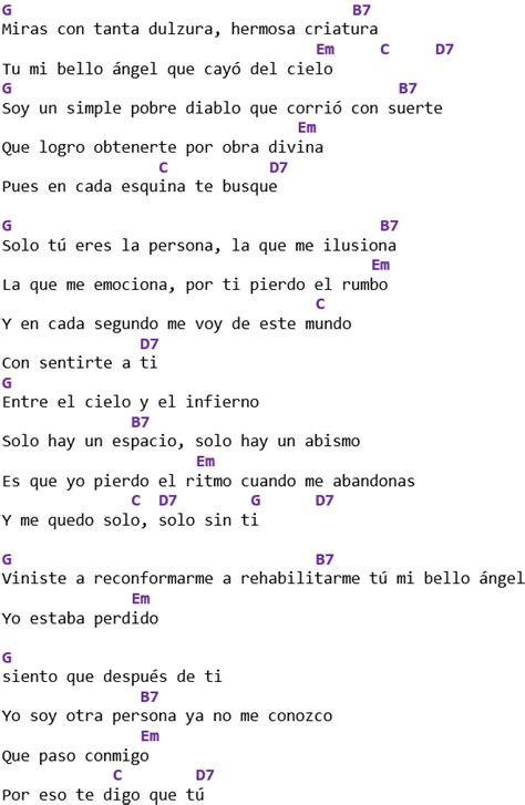 mi bello ángel letra y acordes